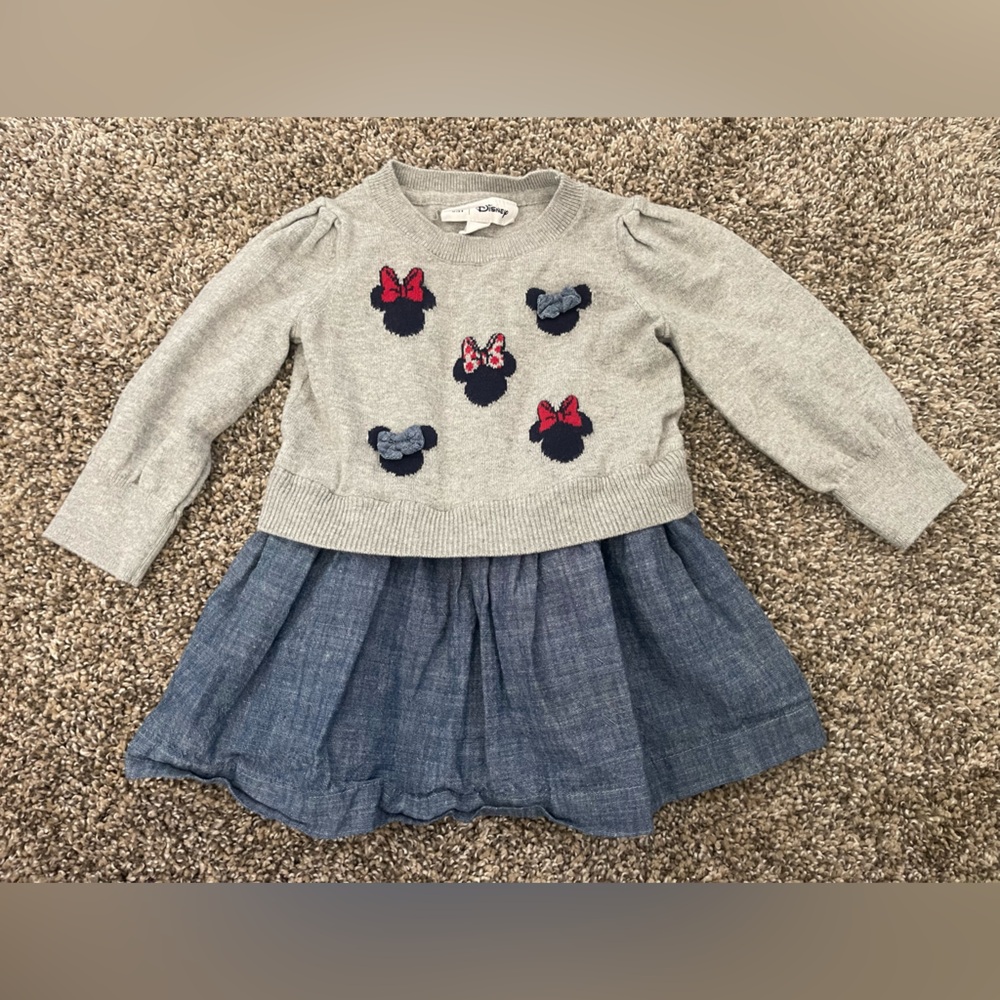 Toddler Baby GAP Disney Minnie Mouse Sweater Dress Size 12-18 Months